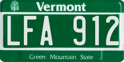 VT license plate LFA912