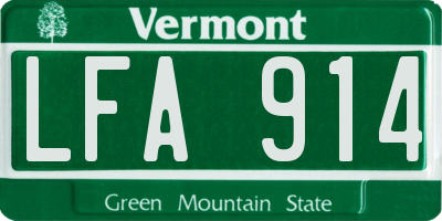 VT license plate LFA914