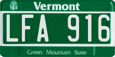 VT license plate LFA916