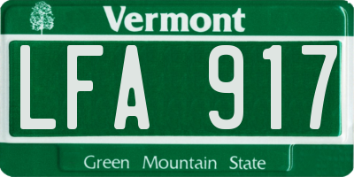 VT license plate LFA917