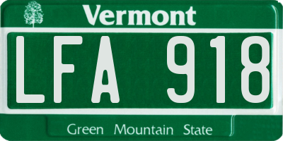 VT license plate LFA918