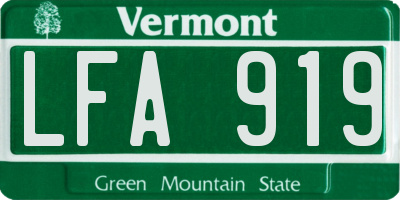 VT license plate LFA919