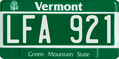 VT license plate LFA921