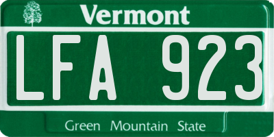 VT license plate LFA923