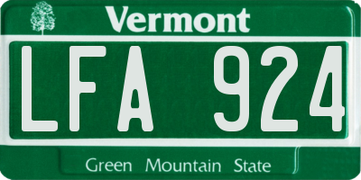 VT license plate LFA924