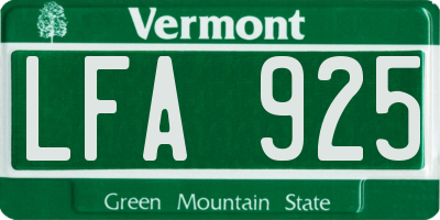 VT license plate LFA925