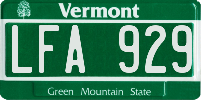 VT license plate LFA929