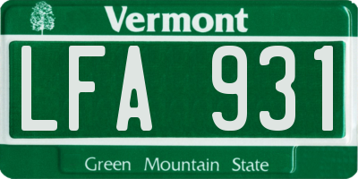 VT license plate LFA931