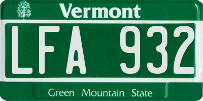 VT license plate LFA932