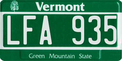 VT license plate LFA935