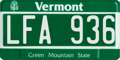 VT license plate LFA936