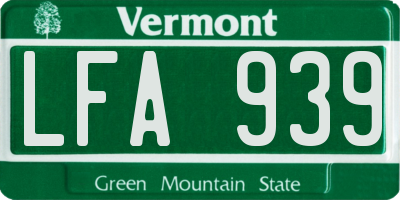 VT license plate LFA939
