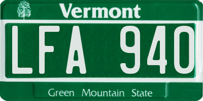 VT license plate LFA940