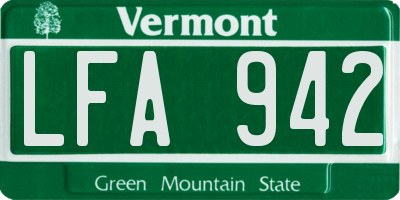 VT license plate LFA942