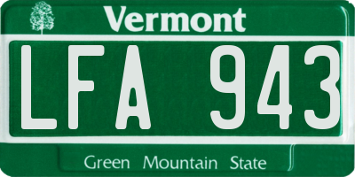 VT license plate LFA943