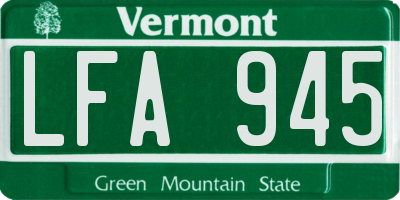 VT license plate LFA945