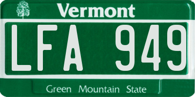 VT license plate LFA949