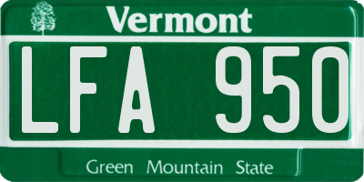 VT license plate LFA950