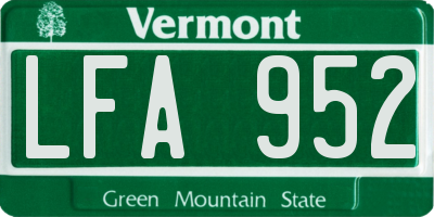 VT license plate LFA952