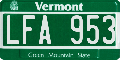 VT license plate LFA953