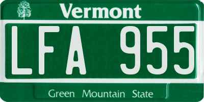 VT license plate LFA955