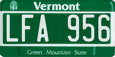 VT license plate LFA956