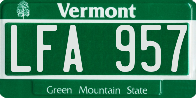 VT license plate LFA957