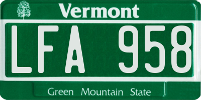 VT license plate LFA958