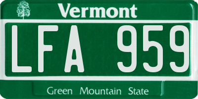VT license plate LFA959