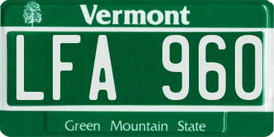 VT license plate LFA960