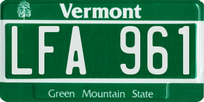 VT license plate LFA961