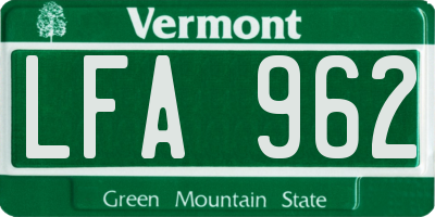VT license plate LFA962