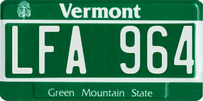 VT license plate LFA964