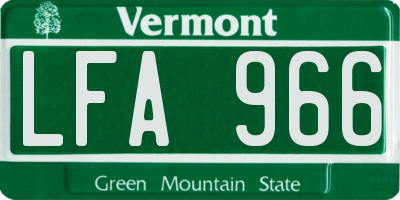 VT license plate LFA966