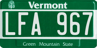 VT license plate LFA967