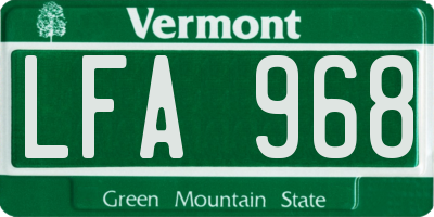 VT license plate LFA968