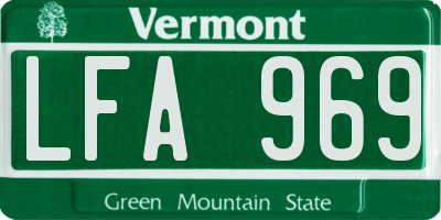 VT license plate LFA969