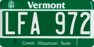 VT license plate LFA972