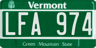 VT license plate LFA974