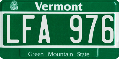 VT license plate LFA976