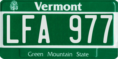 VT license plate LFA977