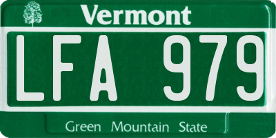 VT license plate LFA979