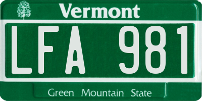 VT license plate LFA981