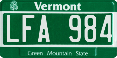 VT license plate LFA984