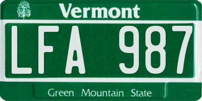 VT license plate LFA987