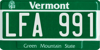 VT license plate LFA991
