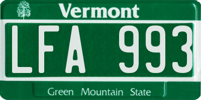 VT license plate LFA993