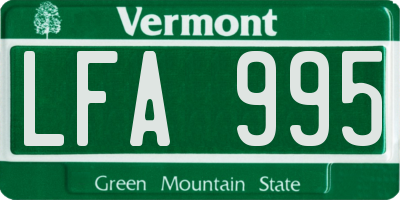 VT license plate LFA995