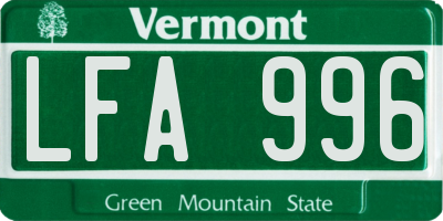 VT license plate LFA996