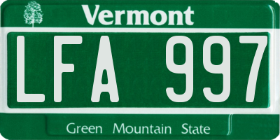 VT license plate LFA997
